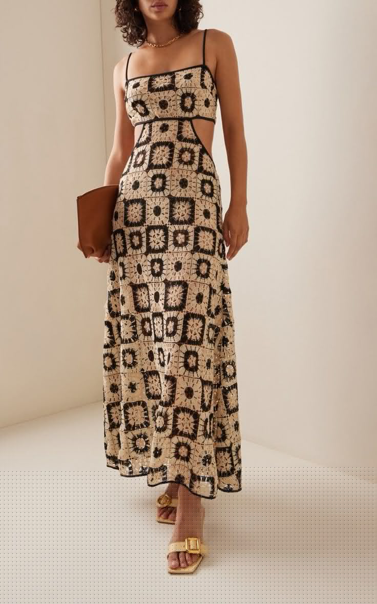 Johanna Ortiz Mara Magic cream and dark crochet maxi dress