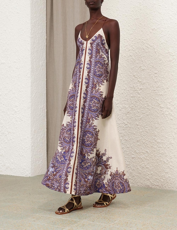 Zimmermann Ottie flowing purple paisley maxi dress